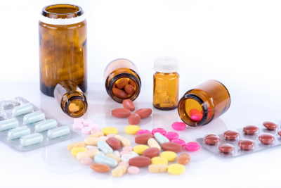 pills on a table