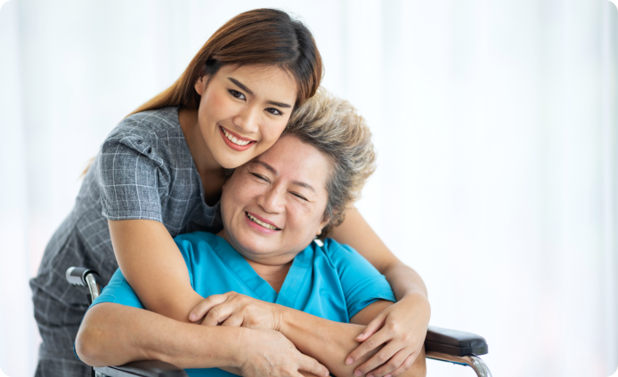 caregiver and an elderly woman