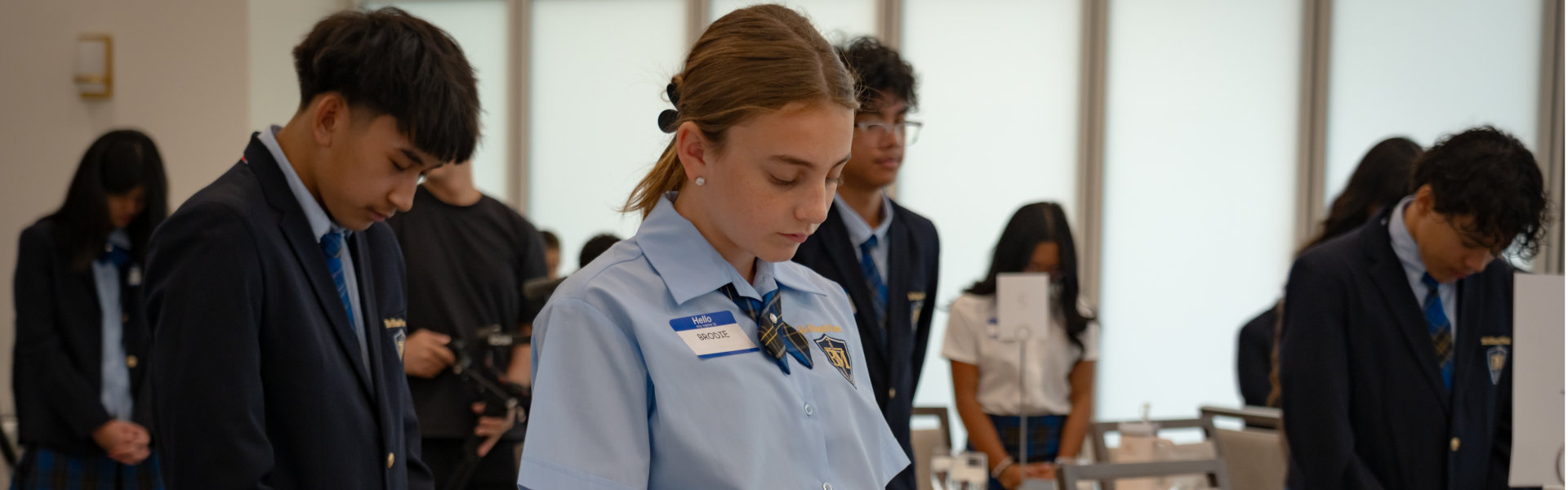 students bowing