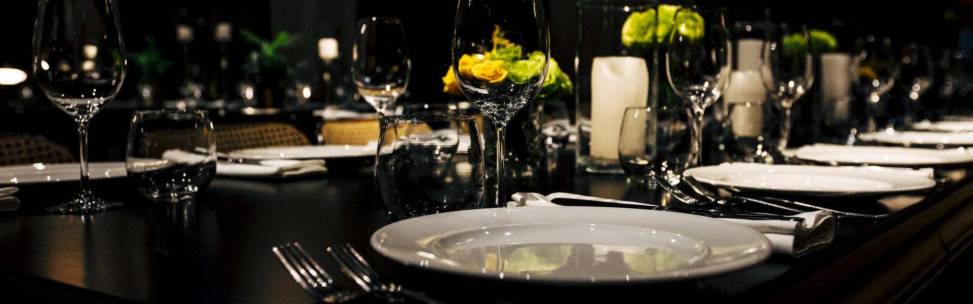 Luxury table settings for fine dining