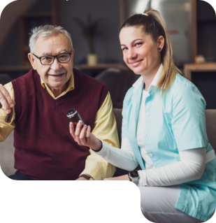woman and senior smiling
