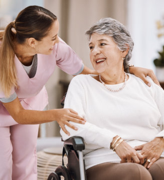woman and senior smiling