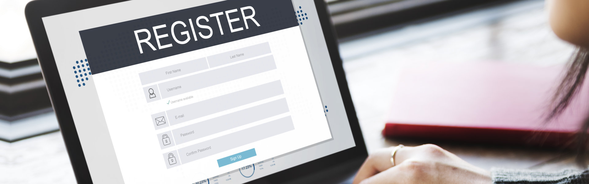 woman registering an online account