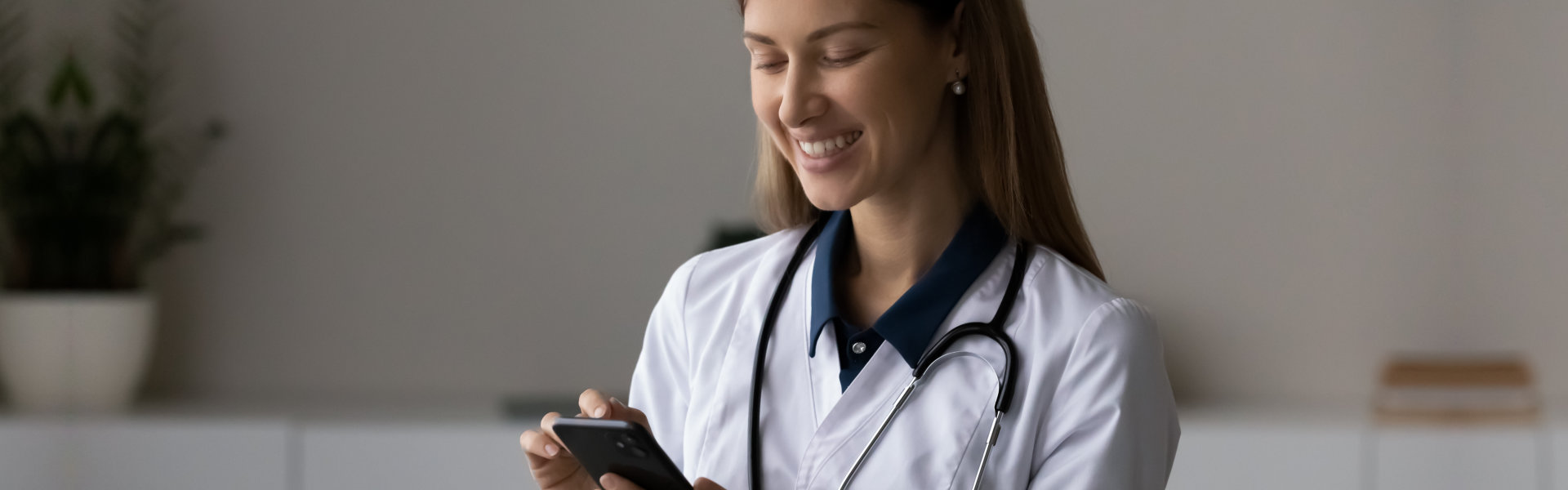 doctor using her smartphone