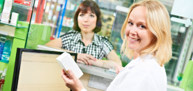 a pharmacist and a lady in the pharmacy