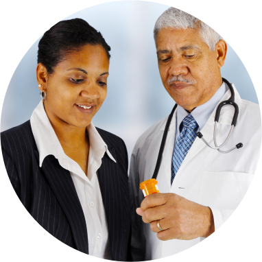a lady and a pharmacist