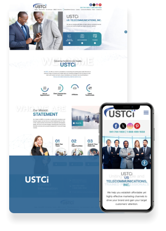 USTCi website layout in desktop and mobile view