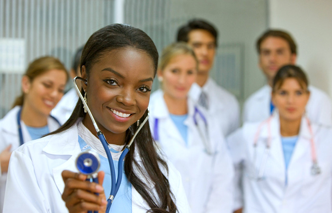 Female doctor holding a stethoscope